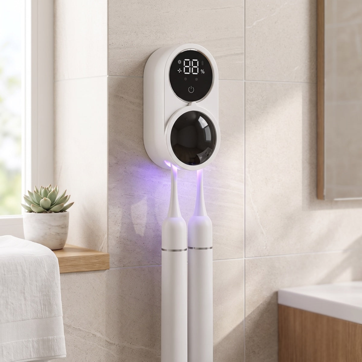 UV Toothbrush Sanitizer — Family-Size Sterilizer with Toothpaste Holder