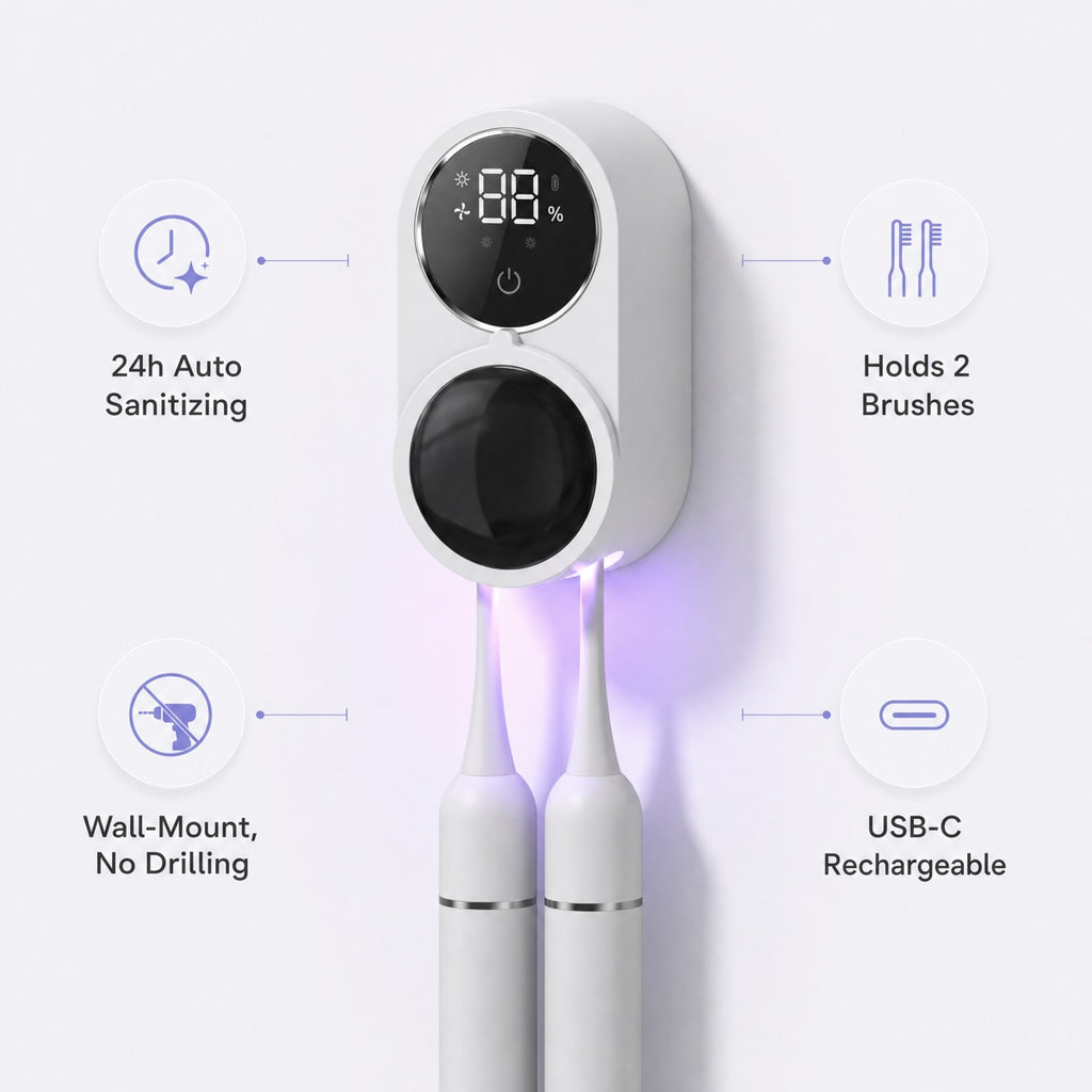 UV Toothbrush Sanitizer — Family-Size Sterilizer with Toothpaste Holder